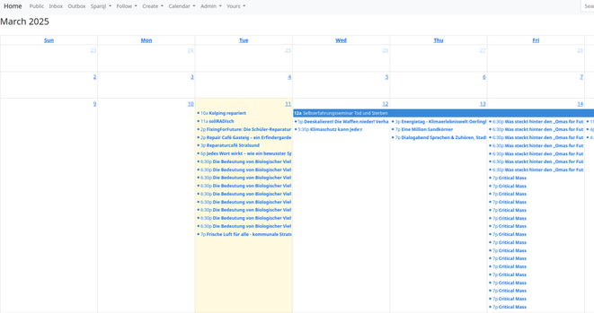 Shows a calendar with redundant event entries.
