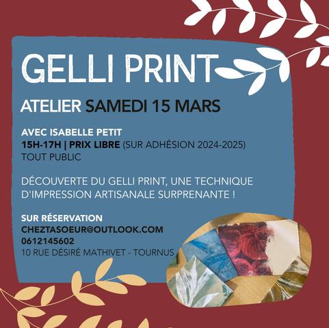 atelier gelprint chez ta soeur à tournus