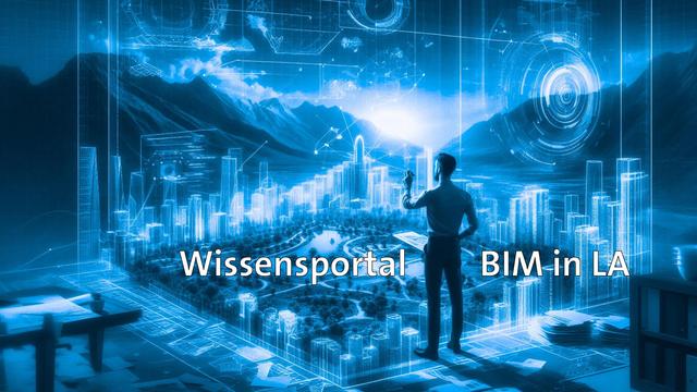 Ein Landschaftsarchitekt steht vor einem raumfüllenden Hologram und bearbeitet einen Entwurf für eine Parkanlage. Bildbild des Vortrags "Wissensportal BIM in LA"