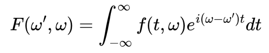 The integral evaluated in t (time) from -infinite to +infinite of a function f which depends of two variables; t (time) and omega (angular frequency), multiplied by the complex exponential of omega-omega_prime multiplied by t. This results in a primitive function F(omega_prime,omega).

The script I have made to solve this. However, I am not 100% sure, since even for a simple case (see below the code).

% The matrix f was obtained previously and it is a square matrix of 2000x2000 elements, where the rows corresponds to each omega (frequency) and each column corresponds to a different t (time).

f_ww = zeros(2000); % Initialise a matrix of zeros.
total_iterations = numel(f_ww);  % Total number of iterations
iteration = 0;  % Start iteration counter

% Evaluating the integral
for m = 1:2000
    for n = 1:2000
        omega_m = omega(m);
        omega_n = omega(n);
        exponential_term = exp(1i * (omega_m - omega_n) * t_vals);
        f_ww(m, n) = trapz(t_vals, f(m, :) .* exponential_term); % Trapz method
        % Update iteration counter
        iteration = iteration + 1;
        
        % Calculate and display progress percentage
        progress = (iteration / total_iterations) * 100;
        fprintf('Progress: %.2f%%\n', progress);
    end
end

My doubt; for an initial matrix f where all its elements are a constant value, I should obtain at the end a delta-like behaviour around the main diagonal, but when I plot the results I get something like sinc(omega-omega_prime).