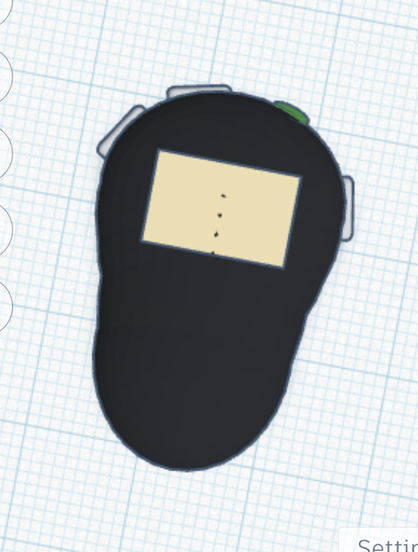 A rough 3D representation of an mp3 player on a grid background. The device is a rounded, pear-ish shape, with the wider end at the top. That soft matte black plastic. Screen on the top. Had buttons on the top edges. I think there was an SD slot at the bottom.