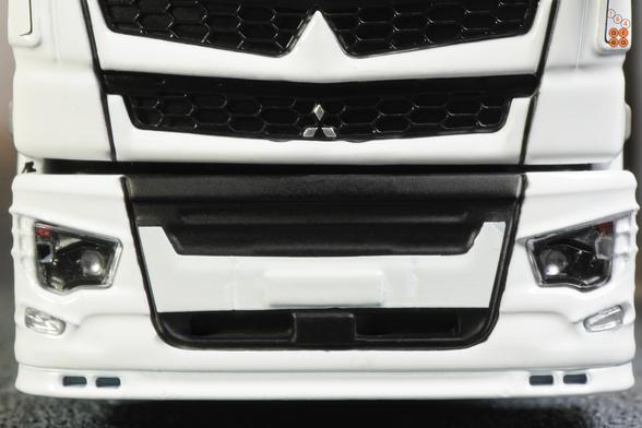 A close-up shot of Mitsubishi Fuso Super Great, LB-Trucks by GCD in 1:64 scale on AREA 164