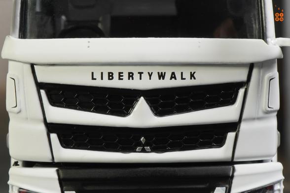 A close-up shot of Mitsubishi Fuso Super Great, LB-Trucks by GCD in 1:64 scale on AREA 164