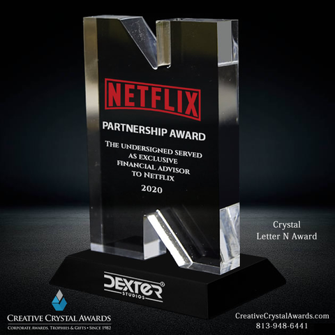 Custom crystal letter N award, letter N award in crystal, optical crystal N award, crystal awards in N shape, crystal letter N figurine award, crystal letter N sculpture award, crystal letter N award, crystal N shape award, letter N shaped crystal award, glass N award, crystal letter shaped awards, crystal awards supplier, Creative Crystal Awards USA