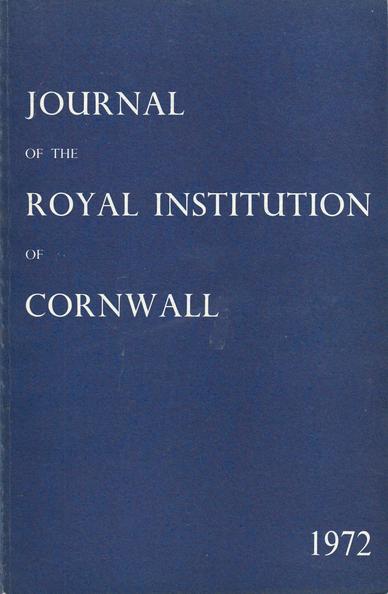 The front cover of the Journal of the Royal Institution of Cornwall, New Series, Vol VI, Part 4 for 1972. Plain dark blue with title in white.