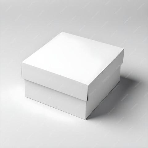 Plain blank white box isolated on solid white colour background