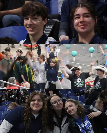 A photo collage of students in the stands at the OSF competition