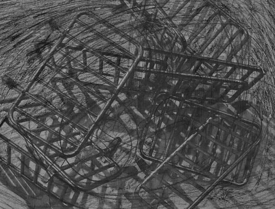 Tentative de rassemblement raté, 2025
Pierre noire, graphite, crayon de couleur, impression numérique sur papier mat 
16 x 21 cm