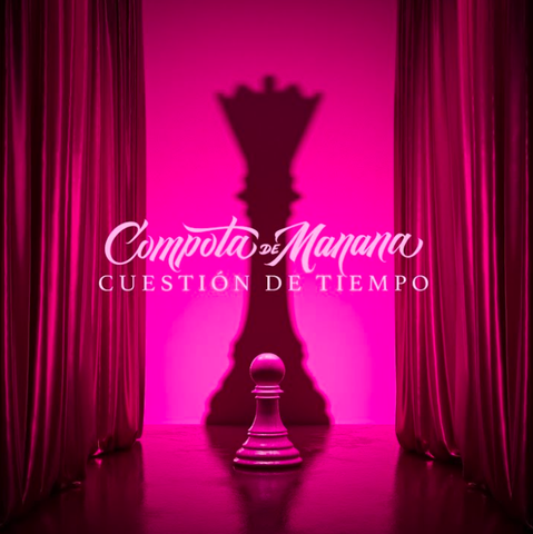 Portada del álbum: una habitación rosa, con cortinas largas rojas a los lados. En el centro, un peón de ajedrez. En la pared de detrás, la sombra de una reina. 