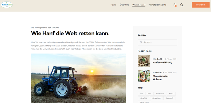 Screenshot 14.03.2025 WIE HANF DIE WELT RETTEN KANN - Artikel aus dem Internet zum Einsatz der Hanfpflanze für eine nachhaltige mitweltfreundliche Kreislaufwirtschaft mit lokaler Wertschöpfung.