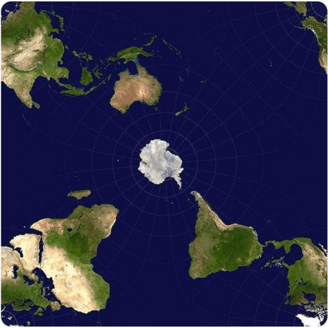 A view of the Earth centred on Antarctica.