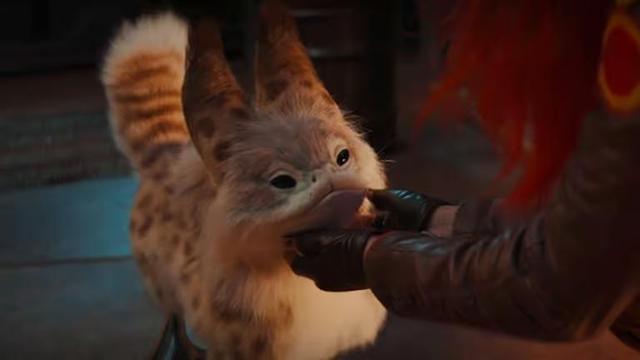 Sabine giving Murley the Loth-cat scritches in "Star Wars: Ahsoka".
