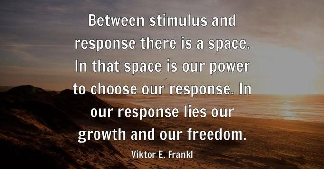 Between stimulus and response there is a space. In that space is our power to choose our response. In our response lies our growth and our freedom. - Viktor E. Frankl