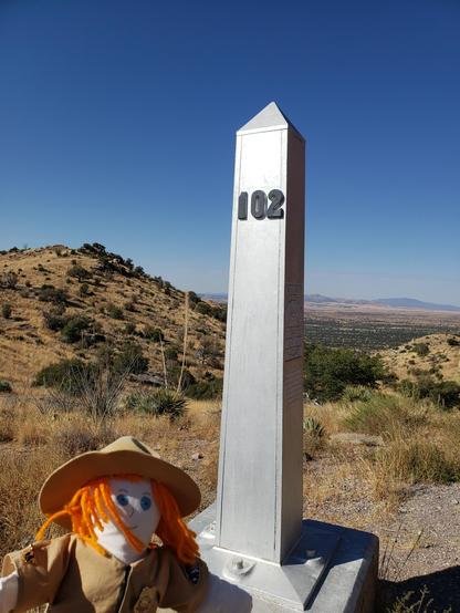 Ranger Sarah at US/Mexico border monument number 102. Standing her she is in both countries at the same time.
— at Coronado National Memorial.
