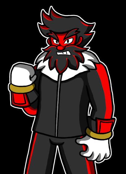 Anton from Antonblast. He is wearing an outfit inspired by Shadow the Hedgehog.