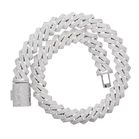 5AAA+ CZ Baguette Two-Tone Iced Out Miami Cuban Link Chain – 19MM
