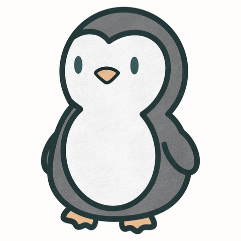 Digital illustration of a penguin with a chalky overlay 
