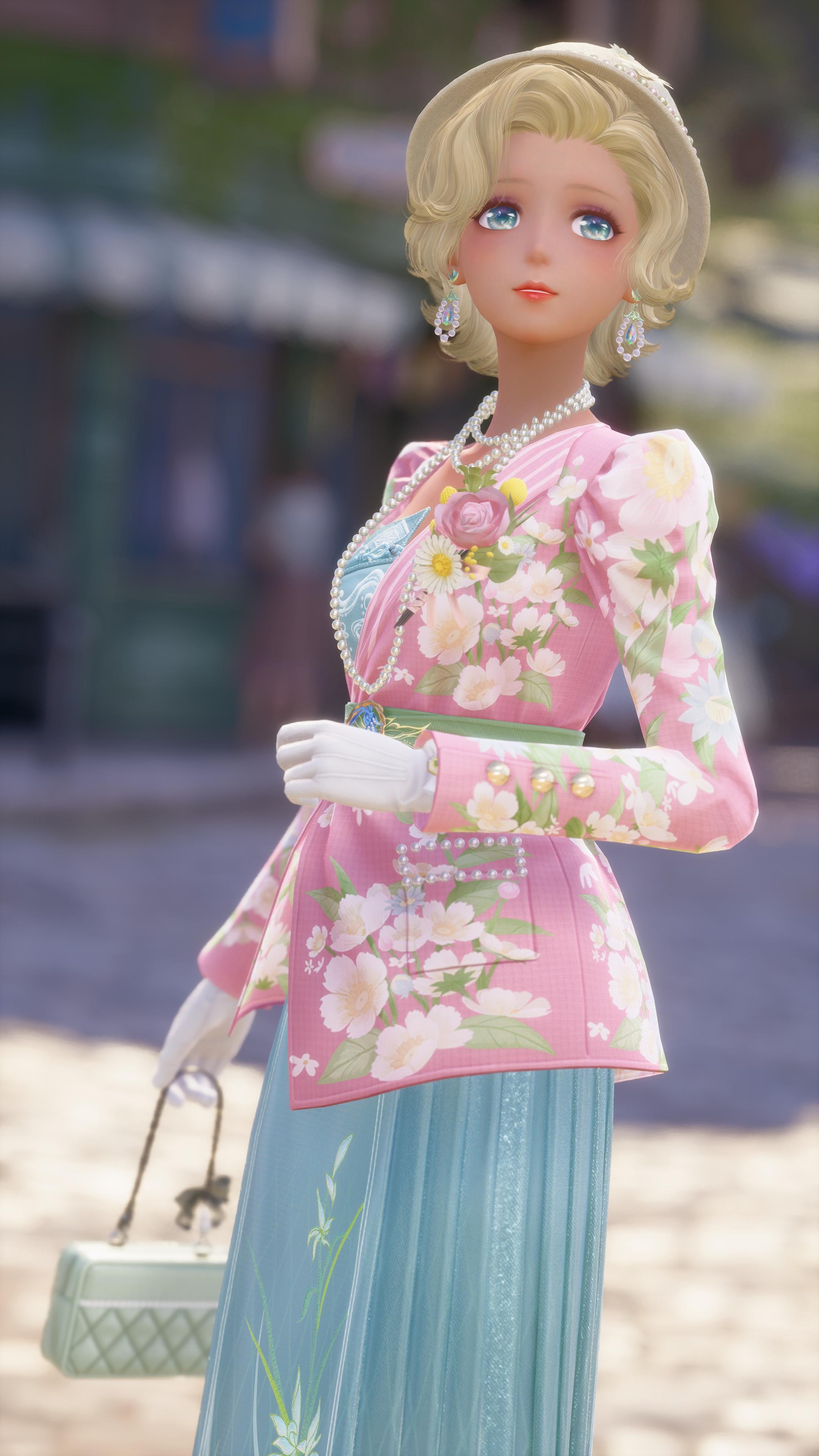 Portrait shot of Nikki in the same outfit, smiling at something off-sceen.