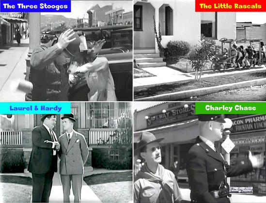Filming locations then and now Laurel and Hardy, The Little Rascals movie, The Three Stooges film location and Charley Chase movie locations.