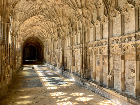 The 14th century Great Cloister at Gloucester Cathedral.