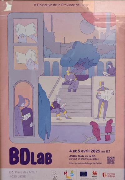 Affiche du festival la BD avec le BDlab le 4 'et 5 avril au B3 à Liège, Belgique