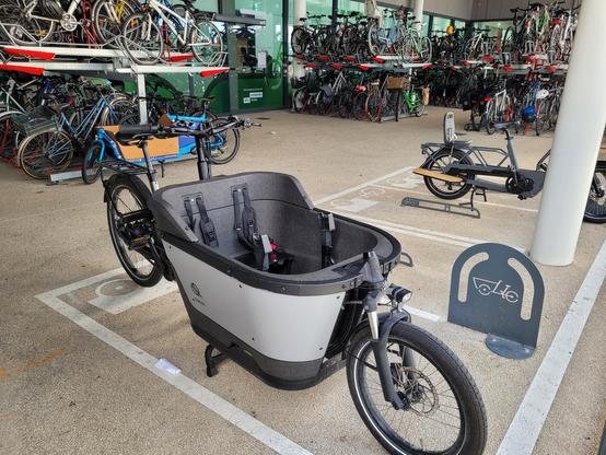 Cargo bicycle in the bicycle parking.