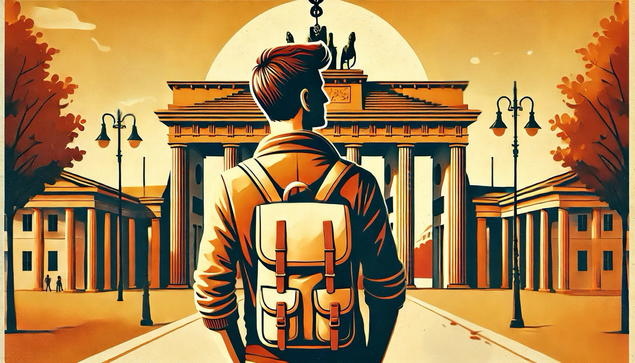 Drawing of man staring at brandenburger tor
