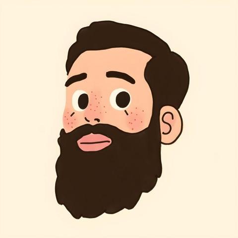 Beard man face illustration isolated on Pastel Yellow background