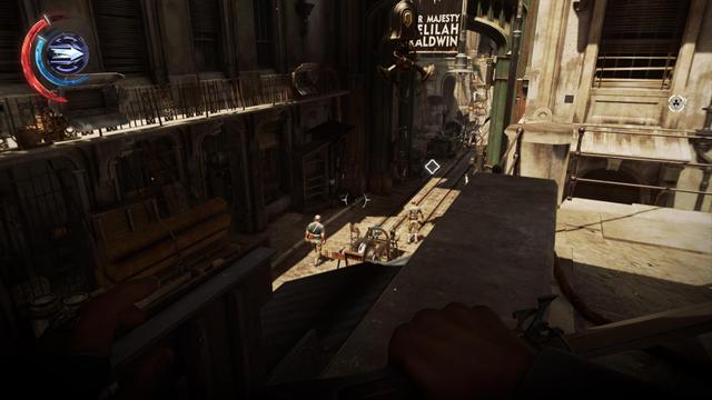 Pantallazo de la versión para Windows de Dishonored 2 obtenida a través de GOG y ejecutada en Linux con Heroic Games Launcher y Proton-GE.