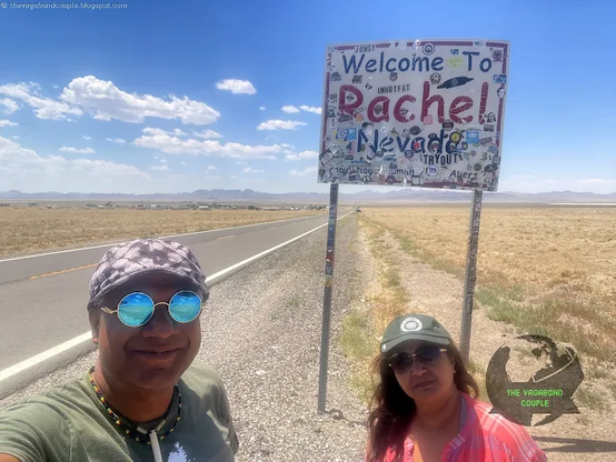 Episode 10: The tiny hamlet of Rachel, also featured in #xfiles, on #extraterrestrial Highway is gateway to #USAF #topsecret #area51 base #nevada. Read more: https://thevagabondcouple.blogspot.com/2024/07/trans-america-overland-road-trip-part-10-extraterrestrial-hwy-area-51-weird-nevada-mojave-desert-art-sculpture-death-valley.html  #VagabondCouple #WanderlustUSA #travelblogger #roadtrip #TheTruthIsOutThere #travel #aliens #overlanding #overland #mojave #mojavedesert #roadtripusa 