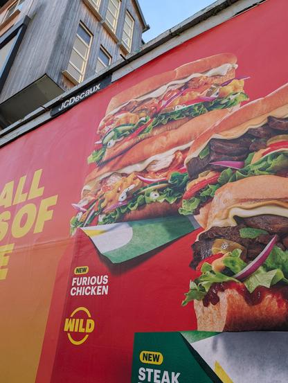 An ad for Subway sandwich in Ireland called the "Furious Chicken."