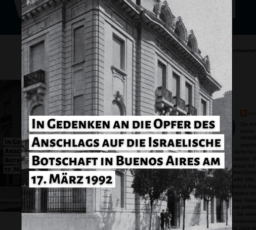 Am 17. März 1992 verübte die Hisbollah einen Anschlag auf die Botschaft von Israel in Buenos Aires, Argentinien. Dabei wurden insgesamt 29 Menschen getötet und 242 Personen verletzt. Hinter dem Anschlag stand das iranische Regime. Der Anschlag 1992 ging dem ebenfalls vom islamistischen Regime in Teheran zu verantwortenden tödlichen Angriff auf das jüdische Gemeindezentrum AMIA in #BuenosAires 1994 voraus, bei dem 80 Menschen ermordet wurden. #GegenJedenAntisemitismus #noHisbollah #Antideutsche #Antifa #standwithisrael #shaniloukisrael #supernovafestival #againstputin #trumptaliban #Taliban #againsttaliban Trump kritisch sehen