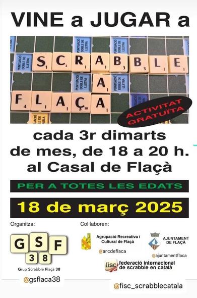 Cartell trobades de scrabble en català a Flaçà