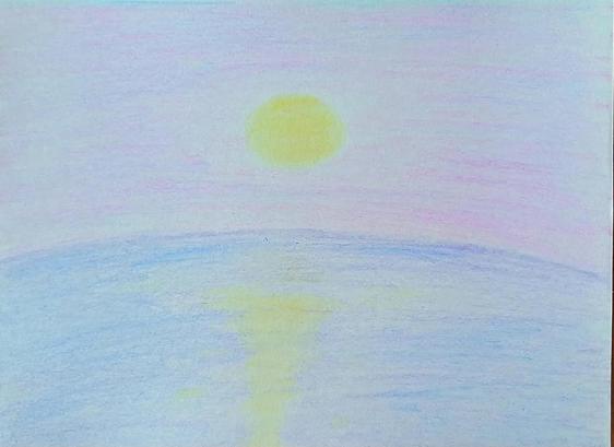 Coucher de soleil sur l'océan 
Crayon bois - 21x14,8 
2024