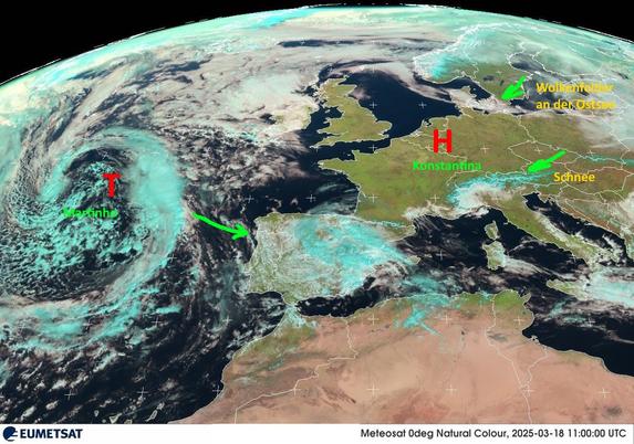 Satellitenbild Europa von heute Mittag