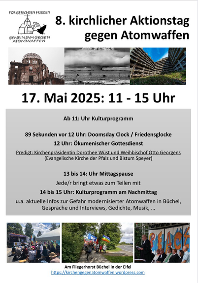 Flyer des 8. kirchlicher Aktionstags gegen Atomwaffen am 17. Mai 2025.