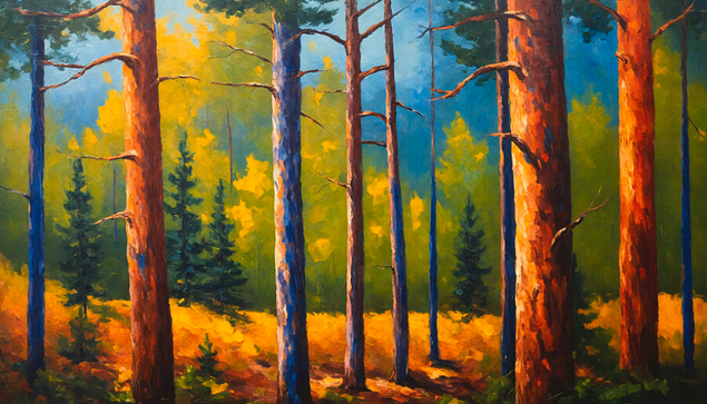 tree trunks painting