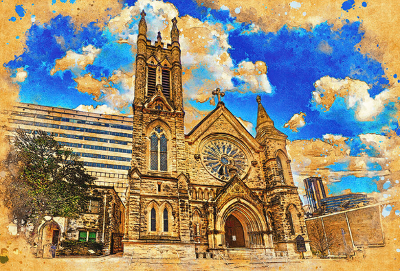 Church in Austin Texas painting