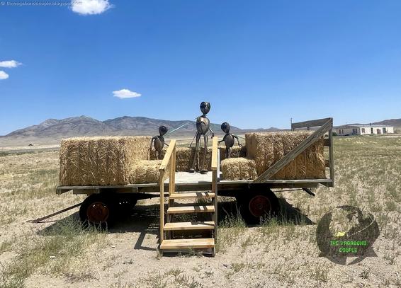 [Episode #10 Trans-#usa #mexico 9,000-mile #roadtripusa]
🚀👽 Yeehaw, Earthlings! 👽🤠 Ready for an out-of-this-world pit stop? Swing by the ALIEN COWPOKE GAS STATION on #extraterrestrial #highway #area51 #nevada: https://thevagabondcouple.blogspot.com/2024/07/trans-america-overland-road-trip-part-10-extraterrestrial-hwy-area-51-weird-nevada-mojave-desert-art-sculpture-death-valley.html

🌌 Whether you're fueling up your #spaceship or just craving some #intergalactic snacks, they’ve got you covered with #aliens around haystacks! in the #mojavedesert heat of July, sun-facing card machines don't work, if paying by card, go around to the other side. 👾 Meet their friendly alien staff, snap a selfie with their #UFO pump, and grab some stellar souvenirs! Plus, their milkshakes are light-years ahead of the competition. 🛸🍔 Don’t just drive by… beam on over! 👽✨

#VagabondCouple #NevadaAdventures #travel #travelblogger #travelphotography #roadtrip #WanderlustUSA #wanderlust #overland #overlanding #mojave #desert #priyankachopra