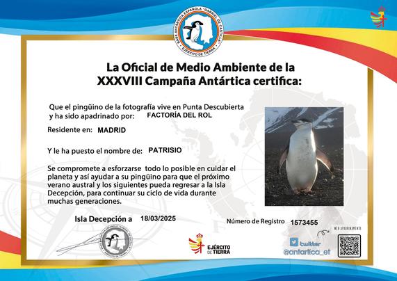Factoría del Rol apadrina un pingüino.