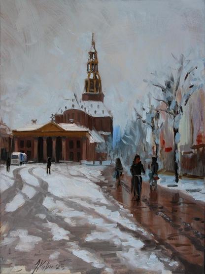 Vismarkt met sneeuw, februari 2025, 40x30cm, olieverf op paneel

#pleinair #pleinairpainting #vismarkt #groningen #akerk
#allaprimapainting  #realism #figurative  #fineart  #art #oilpaintingtechniques  #artist #janneskoetsier #kunst #painting #schilderkunst #figuratievekunst #dutchart #oilpainting 