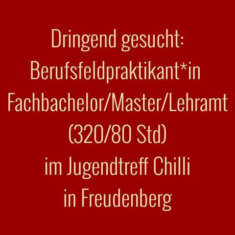 § Praktikum in lebendiger Umgebung
§ Arbeiten am Abend
§ Koordination von Betriebsabläufen
§ Einfühlungs- und unbedingt Durchsetzungsvermögen vorausgesetzt
§ Weitere Details und Voraussetzungen per Direktnachricht

#berufsfeldpraktikum #unisiegen #ZLB #zentrumfürlehrerbildung