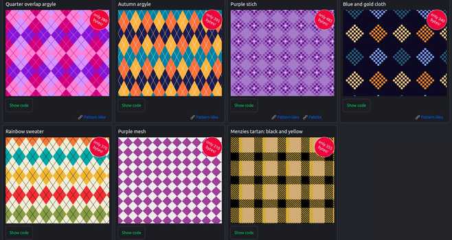Some more of the patterns in the gallery.