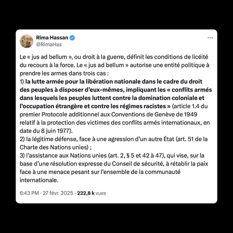 Pour rappel ce qui peut justifier une lutte armée. 