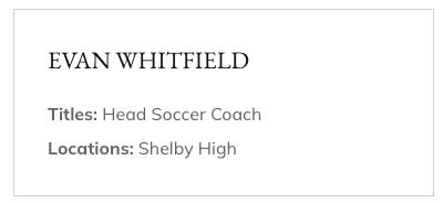EVAN WHITFIELD
Titles: Head Soccer Coach
Locations: Shelby High
