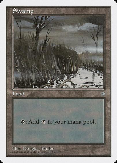 Card Name: Swamp
Set: Anthologies
Description: ({T}: Add {B}.)
Artist: Douglas Shuler