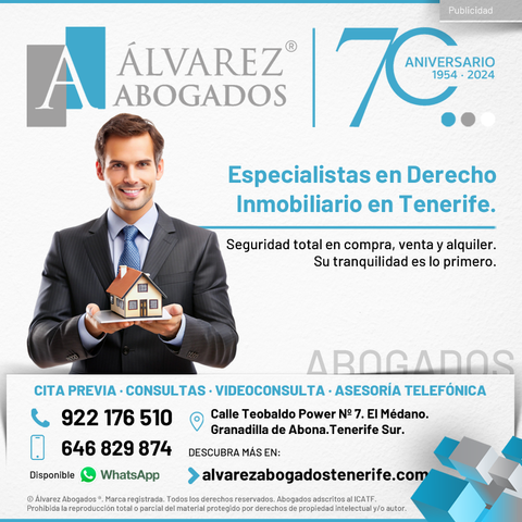 Abogados Derecho Inmobiliario en Tenerife. Seguridad total en compra, venta y alquiler. Abogado Inmobiliario Tenerife. Consúltenos ahora sin compromiso. Su tranquilidad es lo primero desde 1954.
https://alvarezabogadostenerife.com/areas-derecho/derecho-inmobiliario/

#alvarezabogados #derecho #abogados #Tenerife #legal #abogadostenerife #inmobiliario #abogadoinmobiliario #alquiler #compra #venta
