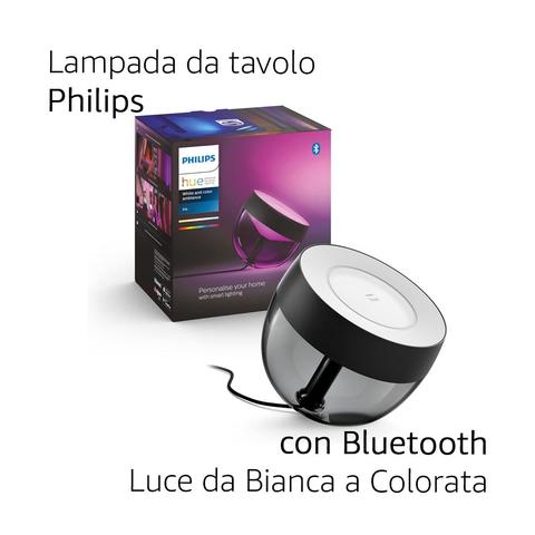 Philips Lighting 929002376201 Hue White and Color Ambiance Iris Lampada da Tavolo Smart, Nera, con Bluetooth, Luce da Bianca a Colorata [Classe di efficienza energetica G]