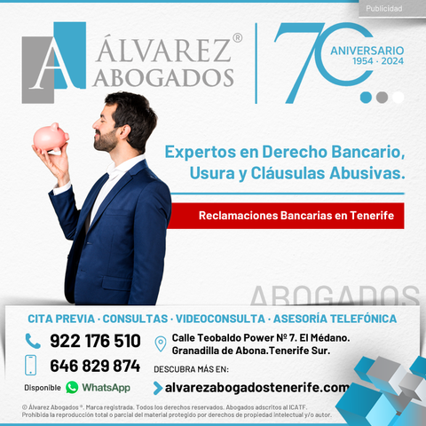 Abogados Derecho Bancario Tenerife. Somos expertos en Derecho Bancario, Usura y Cláusulas Abusivas. Abogado Bancario Tenerife. Consúltenos ahora sin compromiso. Recuperamos su dinero desde 1954.
https://alvarezabogadostenerife.com/areas-derecho/derecho-bancario/ 

#alvarezabogados #abogadostenerife #tenerifelegal #derechobancario #bancos #usura #reclamaciones #tarjetas #hipotecas #abogados #Tenerife

