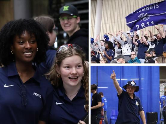 Photos of students and mentors at the competition